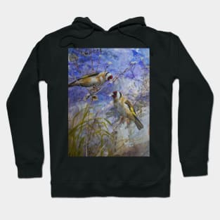 Goldfinches in mixed media Hoodie